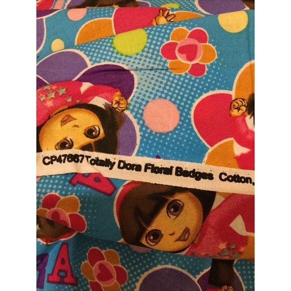 Dora The Explorer Fabric 2+ Yards 2013 Totally Dora Floral Badges DIY Quilting - Picture 5 of 5